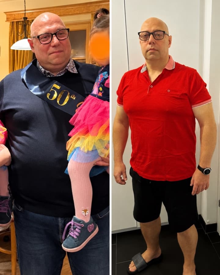 Adrian before and after losing 21 kg