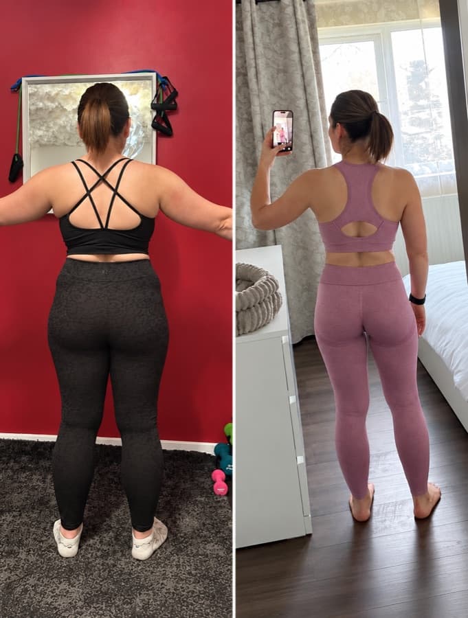 Client from behind, before and after her transformation